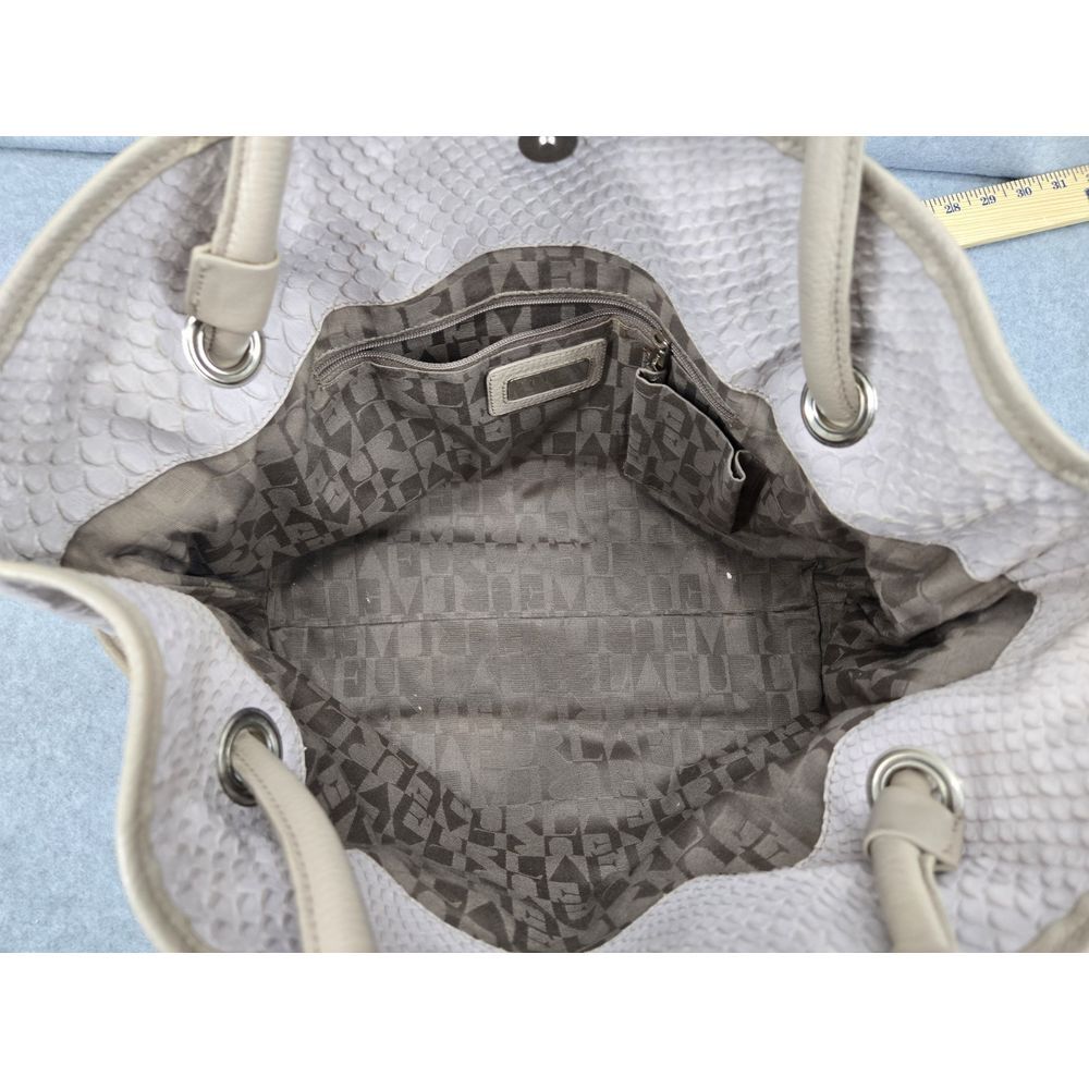 Furla logo light gray croc embossed genuine leather hobo shoulder bag Purse‎ - Picture 5 of 13